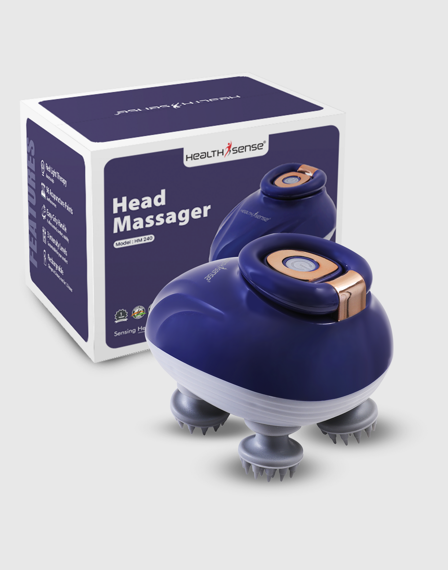 HM 240 HealthSense Rechargeable Scalp Massager with Red Light Therapy, 96 Acupressure Points, and 3 Speed Modes for Hair Growth & Relaxation