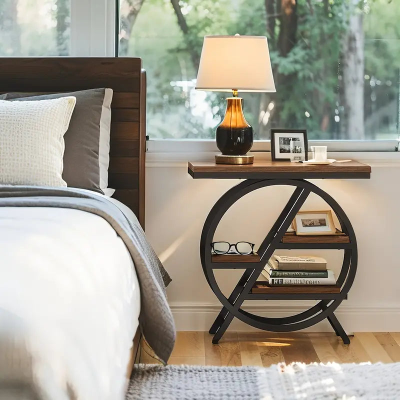 Narrow Side Table with 4-Tier Storage