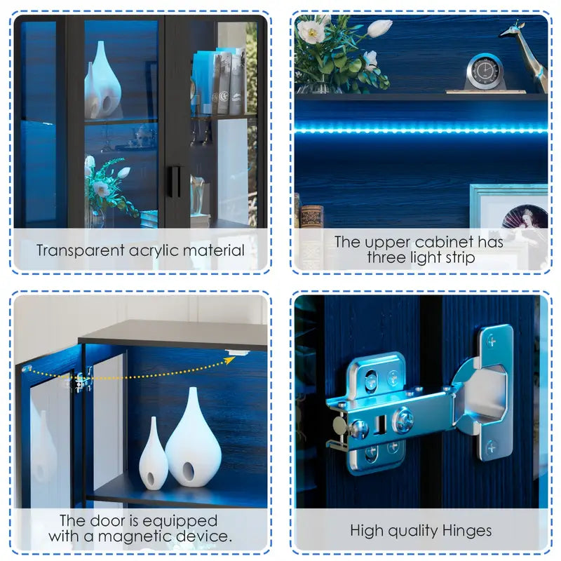 Storage Display Cabinet With 3 LED Light