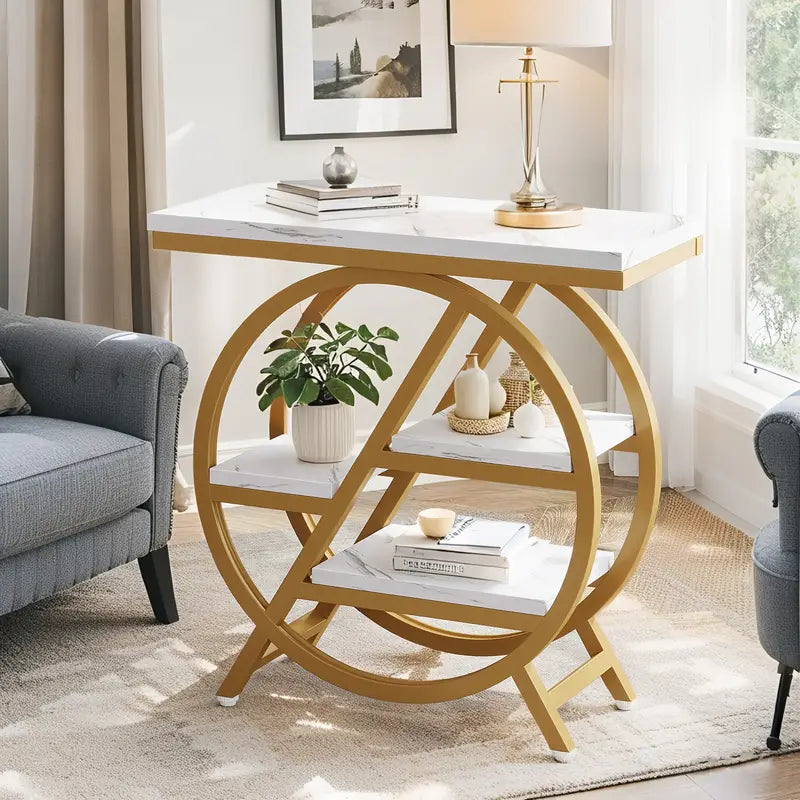Narrow Side Table with 4-Tier Storage