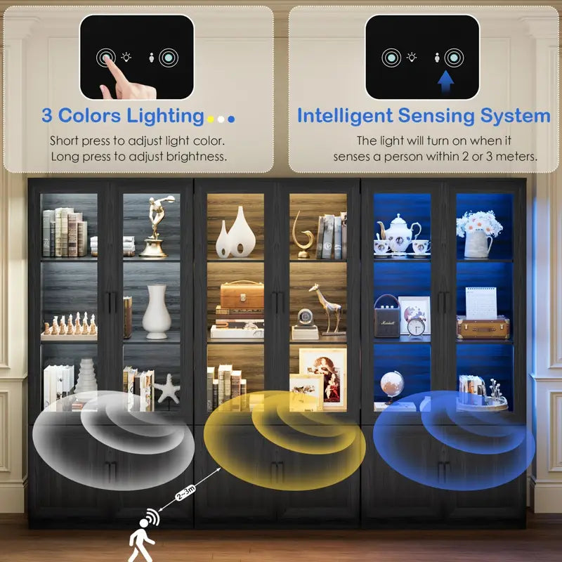 Storage Display Cabinet With 3 LED Light