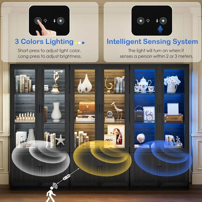 Storage Display Cabinet With 3 LED Light