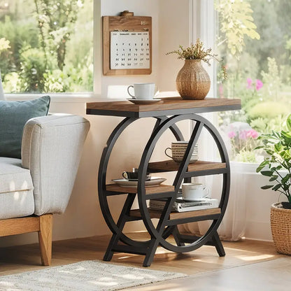Narrow Side Table with 4-Tier Storage