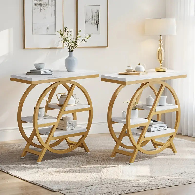 Narrow Side Table with 4-Tier Storage