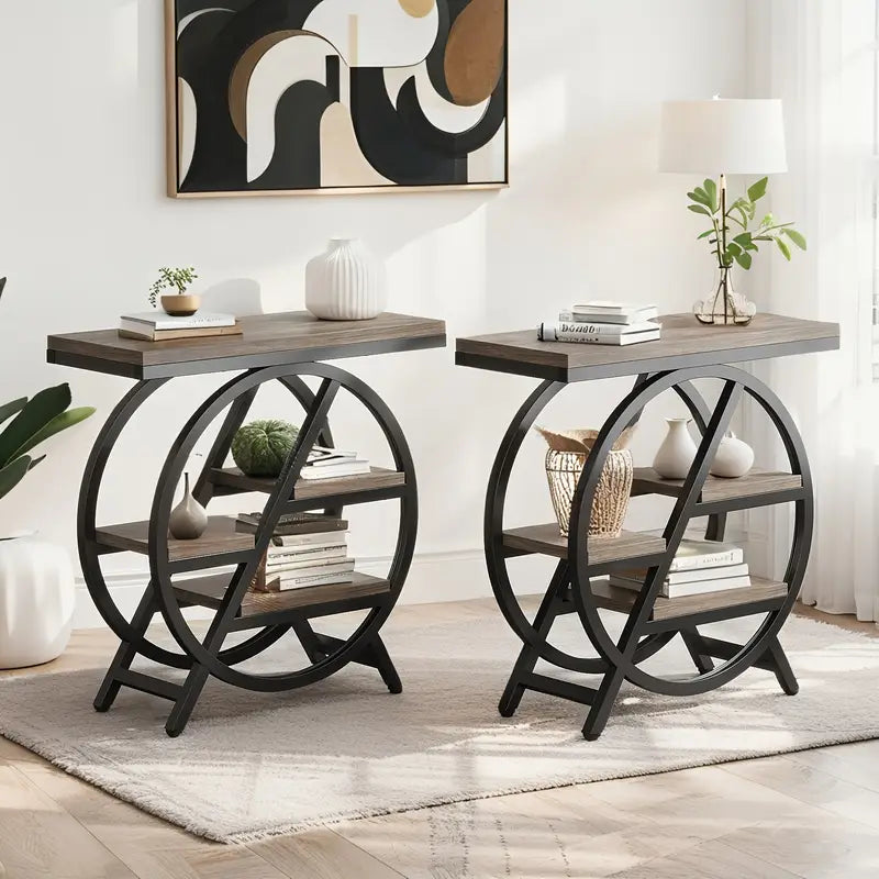 Narrow Side Table with 4-Tier Storage